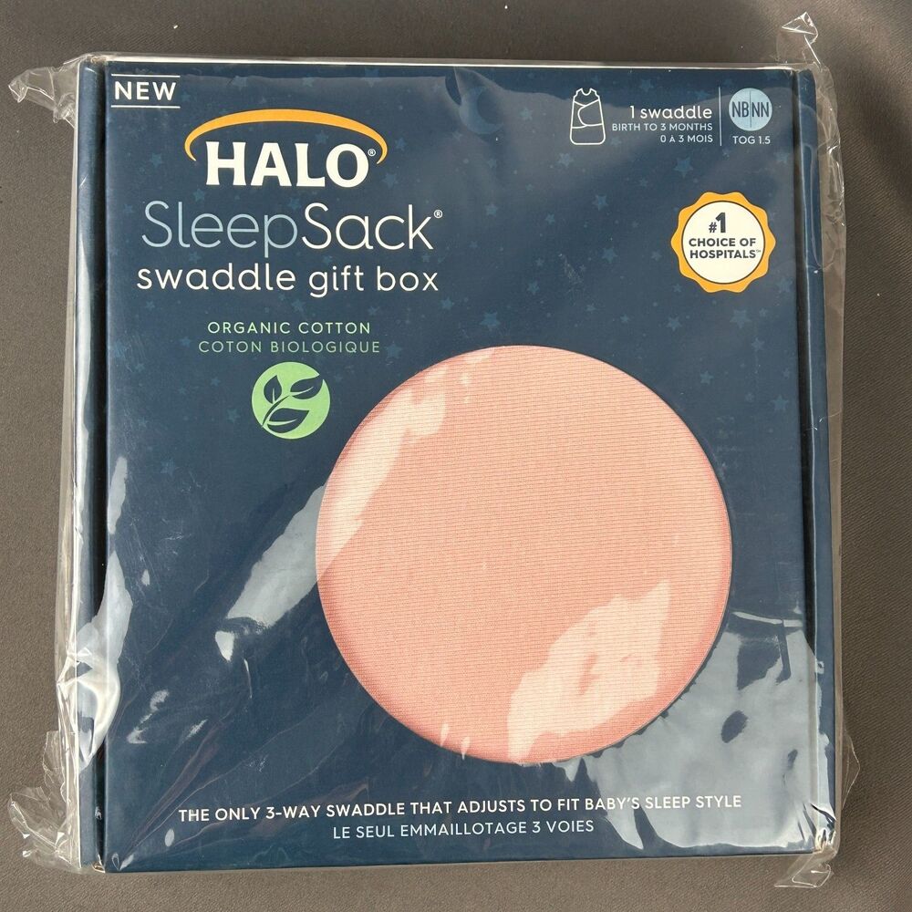 HALO SleepSack Swaddle 3-Way Adjustable Newborn 0-6 months Organic Cotton Pink